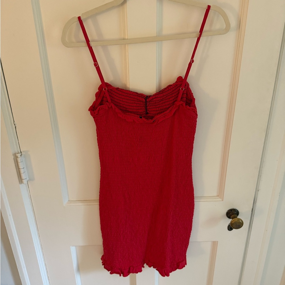 Red Rouched Fitted Mini Dress - Picture 2 of 3